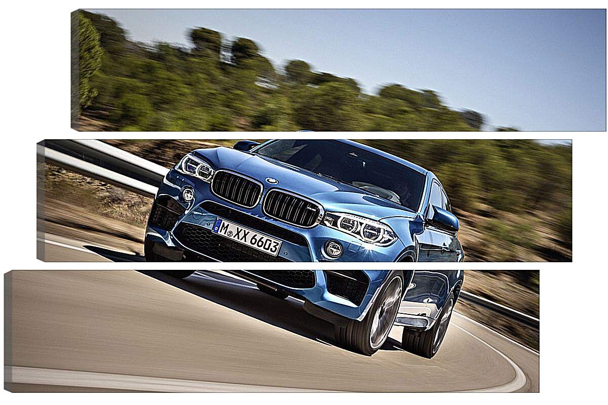 Модульная картина - Синяя BMW В движении