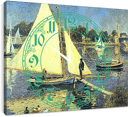 Часы картина - Sailboats at Argenteuil. Пьер Огюст Ренуар