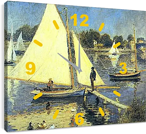 Часы картина - Sailboats at Argenteuil. Пьер Огюст Ренуар