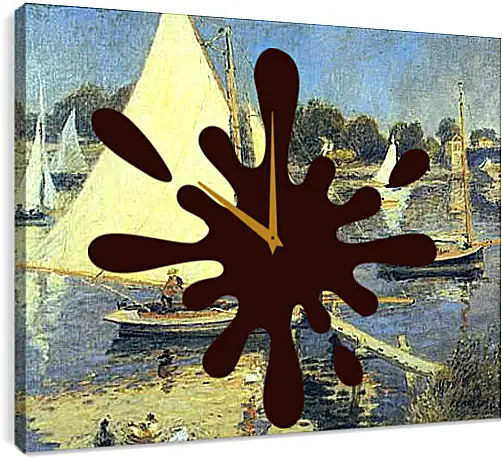 Часы картина - Sailboats at Argenteuil. Пьер Огюст Ренуар