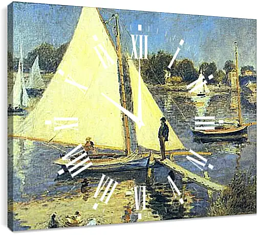 Часы картина - Sailboats at Argenteuil. Пьер Огюст Ренуар