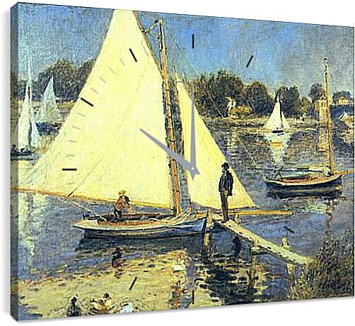 Часы картина - Sailboats at Argenteuil. Пьер Огюст Ренуар