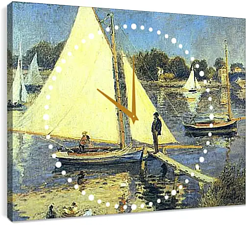 Часы картина - Sailboats at Argenteuil. Пьер Огюст Ренуар