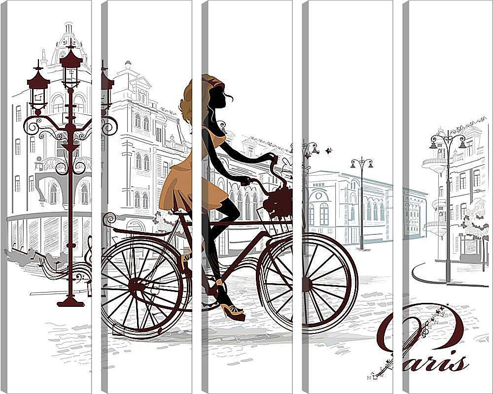 Модульная картина - Велосипедистка Парижа