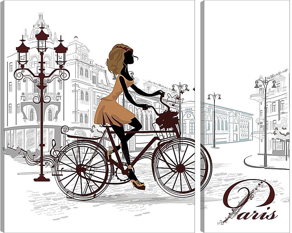 Модульная картина - Велосипедистка Парижа
