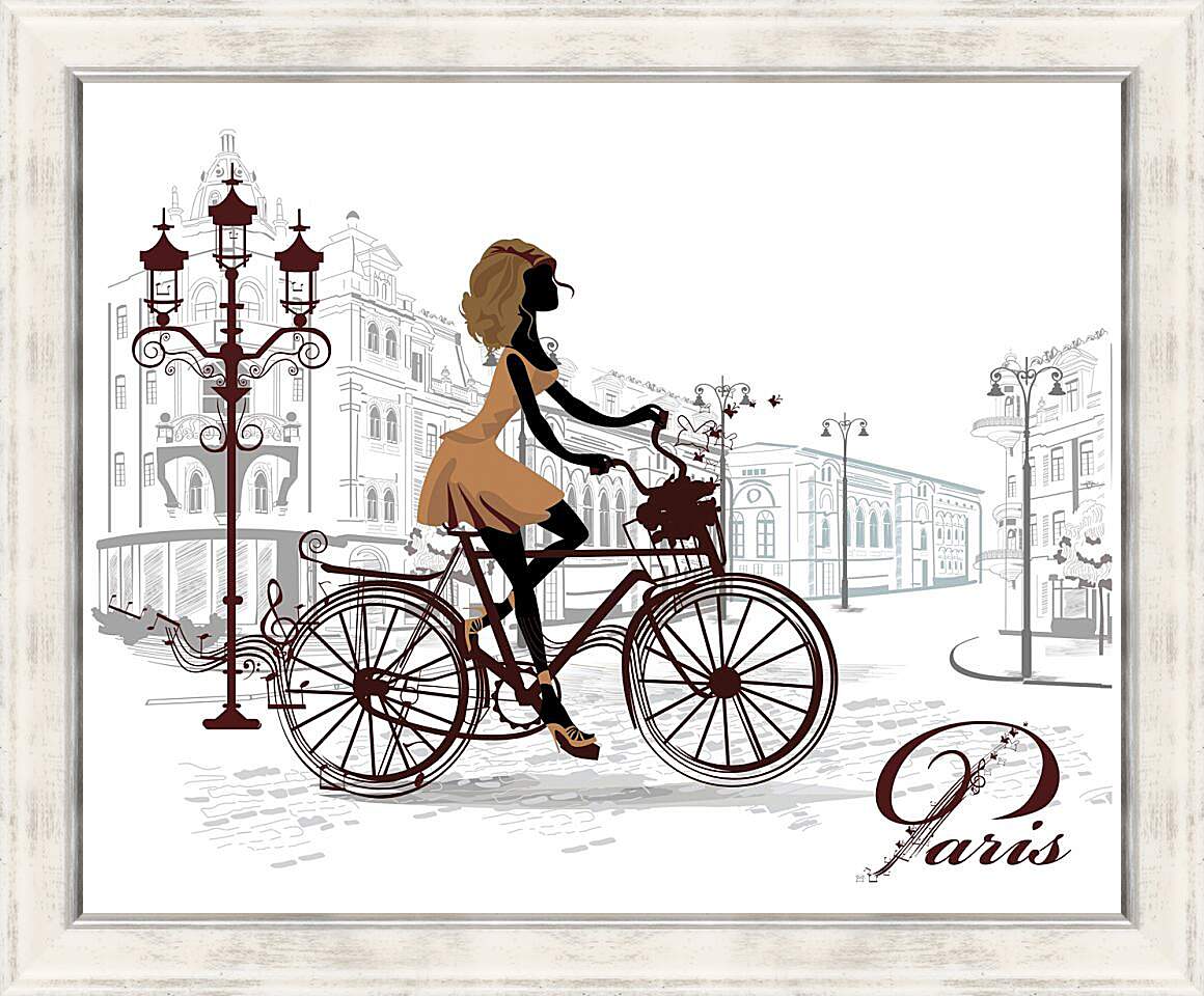 Картина в раме - Велосипедистка Парижа