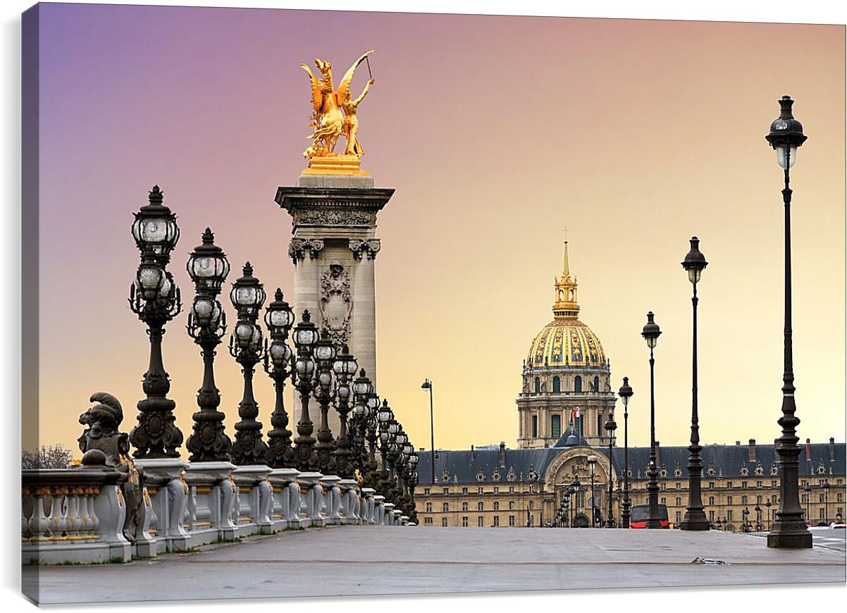 Постер и плакат - Восход солнца на мосту в Париже