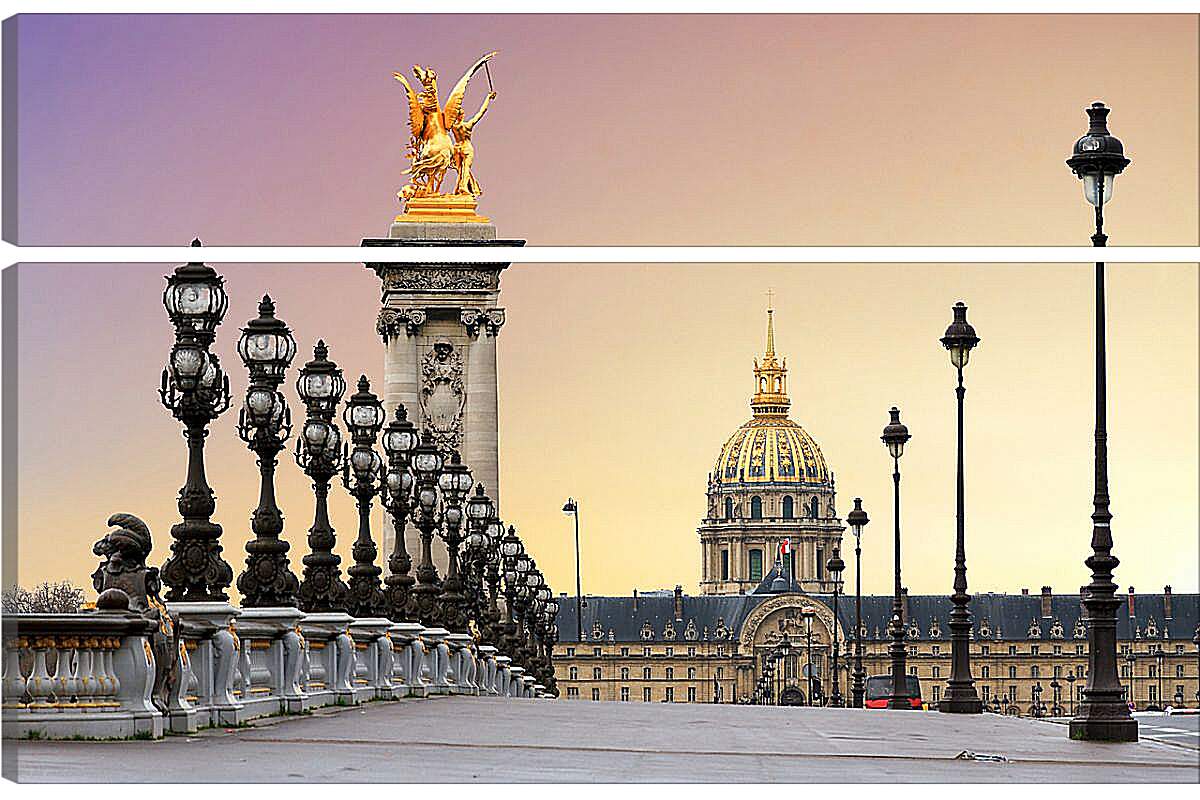 Модульная картина - Восход солнца на мосту в Париже