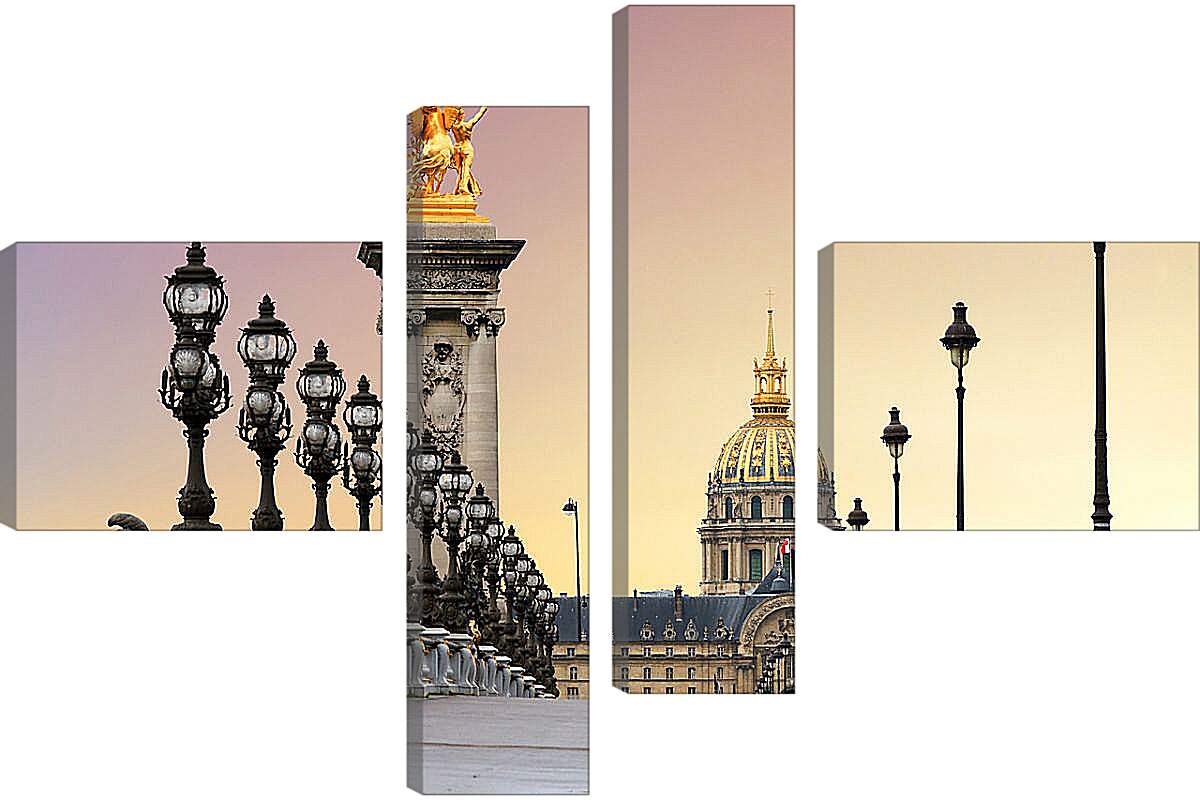 Модульная картина - Восход солнца на мосту в Париже
