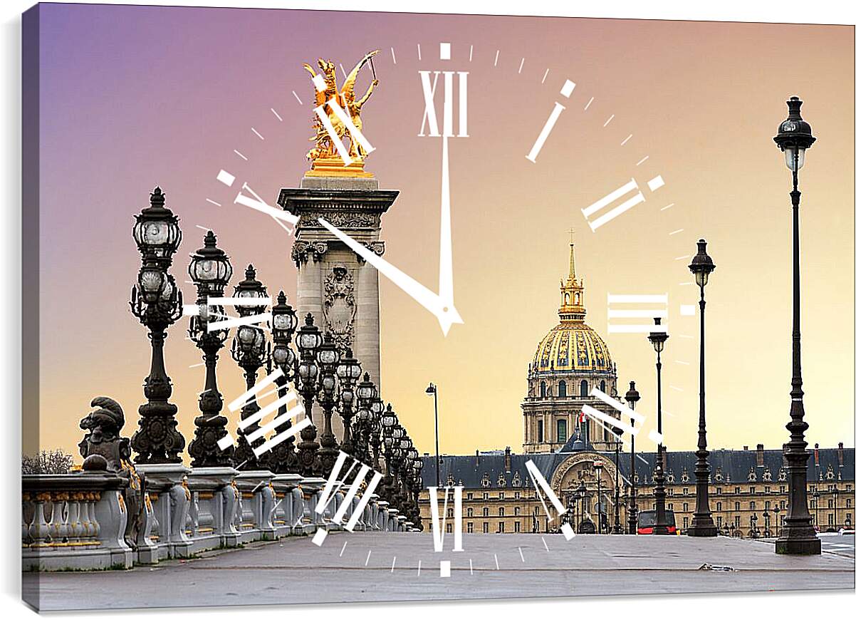 Часы картина - Восход солнца на мосту в Париже