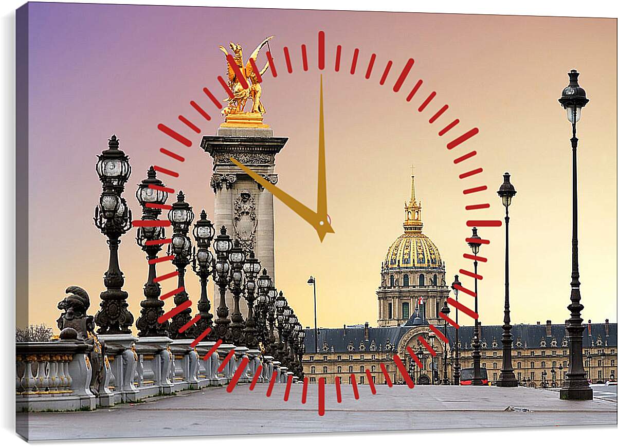 Часы картина - Восход солнца на мосту в Париже