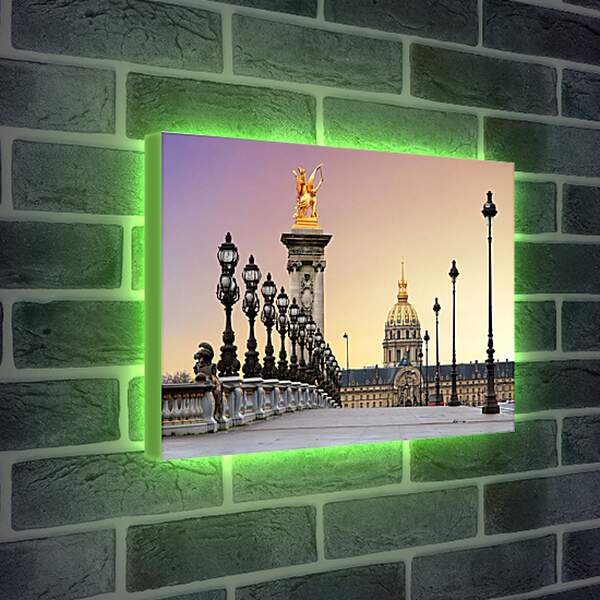 Лайтбокс световая панель - Восход солнца на мосту в Париже