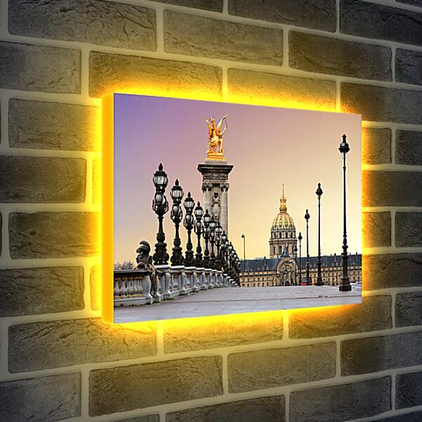 Лайтбокс световая панель - Восход солнца на мосту в Париже