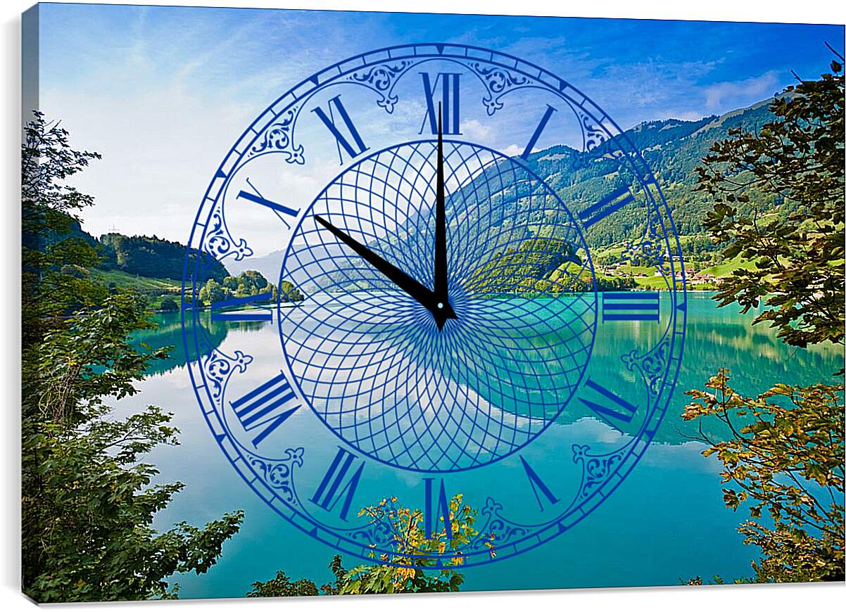 Часы картина - Горное озеро