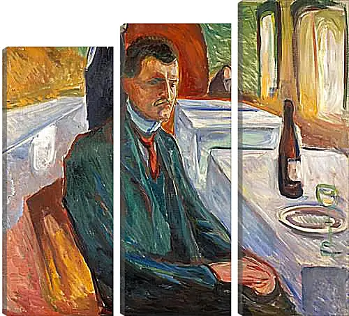 Модульная картина - Self-Portrait with a Bottle of Wine. Эдвард Мунк