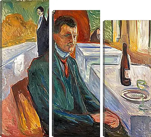 Модульная картина - Self-Portrait with a Bottle of Wine. Эдвард Мунк