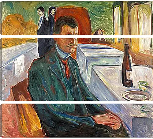 Модульная картина - Self-Portrait with a Bottle of Wine. Эдвард Мунк