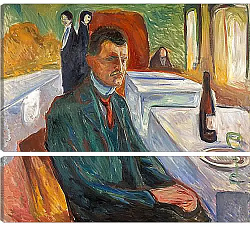 Модульная картина - Self-Portrait with a Bottle of Wine. Эдвард Мунк