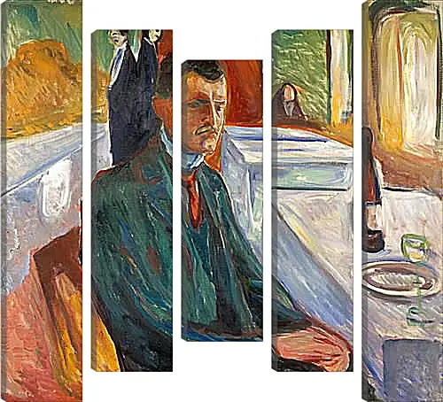 Модульная картина - Self-Portrait with a Bottle of Wine. Эдвард Мунк