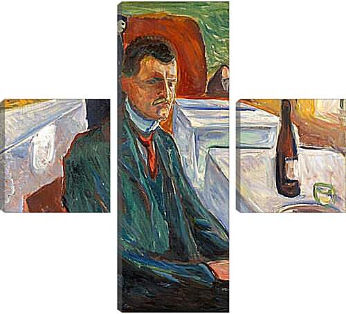 Модульная картина - Self-Portrait with a Bottle of Wine. Эдвард Мунк