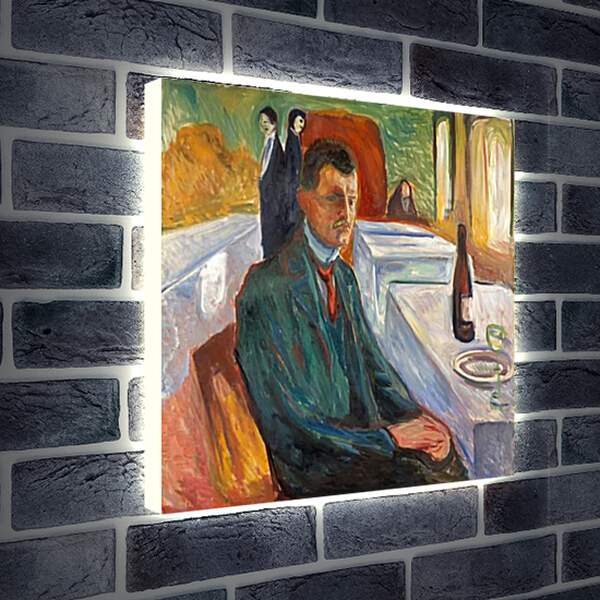 Лайтбокс световая панель - Self-Portrait with a Bottle of Wine. Эдвард Мунк