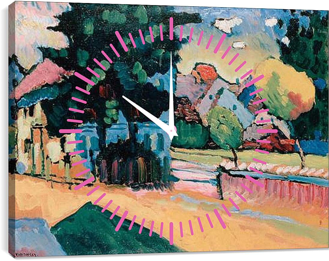 Часы картина - View of Murnau. Кандинский Василий