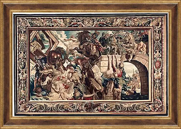 Картина в раме - Tapestry showing the Triumph of Constantine over Maxentius at the Battle of the Milvian Bridg. Питер Пауль Рубенсe