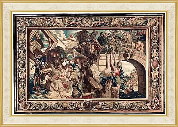 Картина в раме - Tapestry showing the Triumph of Constantine over Maxentius at the Battle of the Milvian Bridg. Питер Пауль Рубенсe