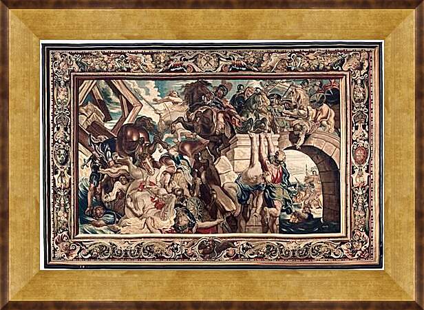Картина в раме - Tapestry showing the Triumph of Constantine over Maxentius at the Battle of the Milvian Bridg. Питер Пауль Рубенсe