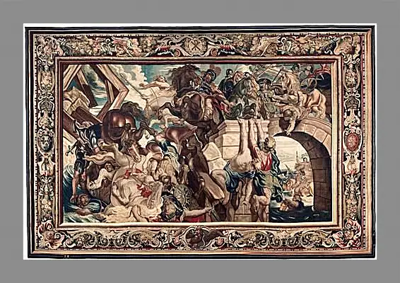 Картина в раме - Tapestry showing the Triumph of Constantine over Maxentius at the Battle of the Milvian Bridg. Питер Пауль Рубенсe