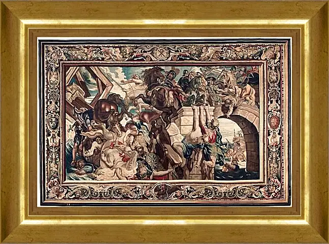 Картина в раме - Tapestry showing the Triumph of Constantine over Maxentius at the Battle of the Milvian Bridg. Питер Пауль Рубенсe