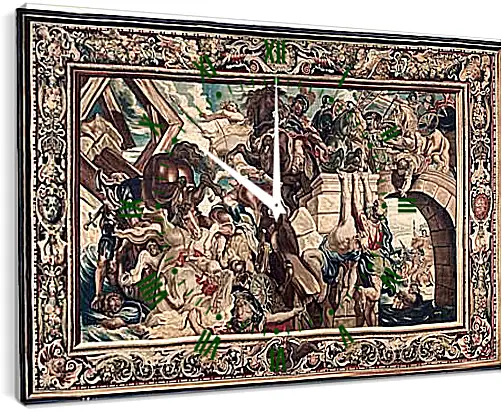 Часы картина - Tapestry showing the Triumph of Constantine over Maxentius at the Battle of the Milvian Bridg. Питер Пауль Рубенсe