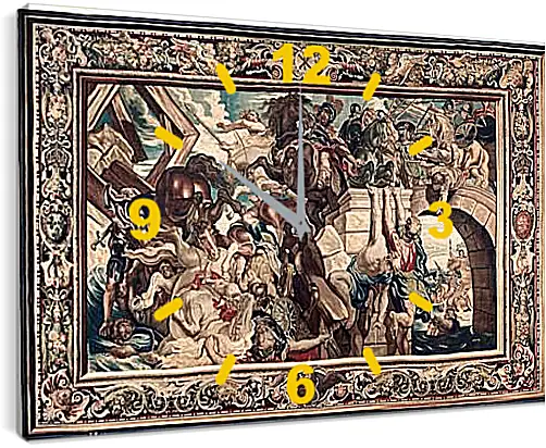 Часы картина - Tapestry showing the Triumph of Constantine over Maxentius at the Battle of the Milvian Bridg. Питер Пауль Рубенсe