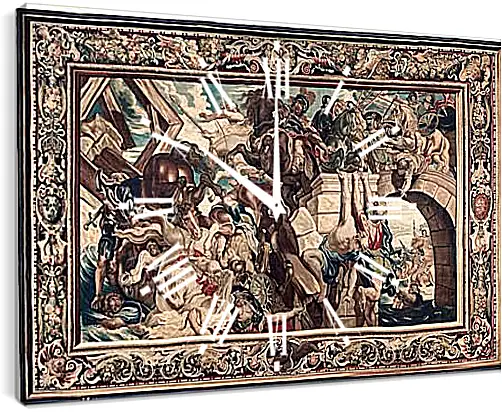 Часы картина - Tapestry showing the Triumph of Constantine over Maxentius at the Battle of the Milvian Bridg. Питер Пауль Рубенсe