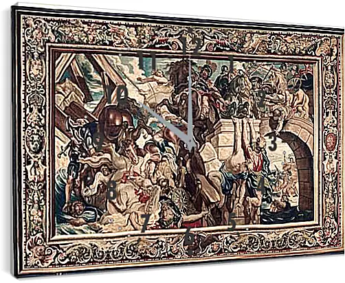 Часы картина - Tapestry showing the Triumph of Constantine over Maxentius at the Battle of the Milvian Bridg. Питер Пауль Рубенсe