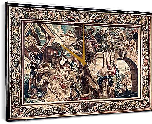 Часы картина - Tapestry showing the Triumph of Constantine over Maxentius at the Battle of the Milvian Bridg. Питер Пауль Рубенсe