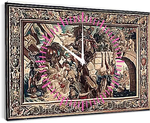 Часы картина - Tapestry showing the Triumph of Constantine over Maxentius at the Battle of the Milvian Bridg. Питер Пауль Рубенсe