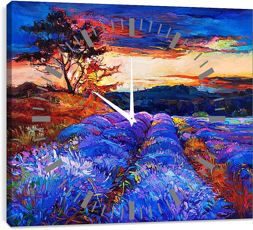 Часы картина - Поле Лаванды на рассвете