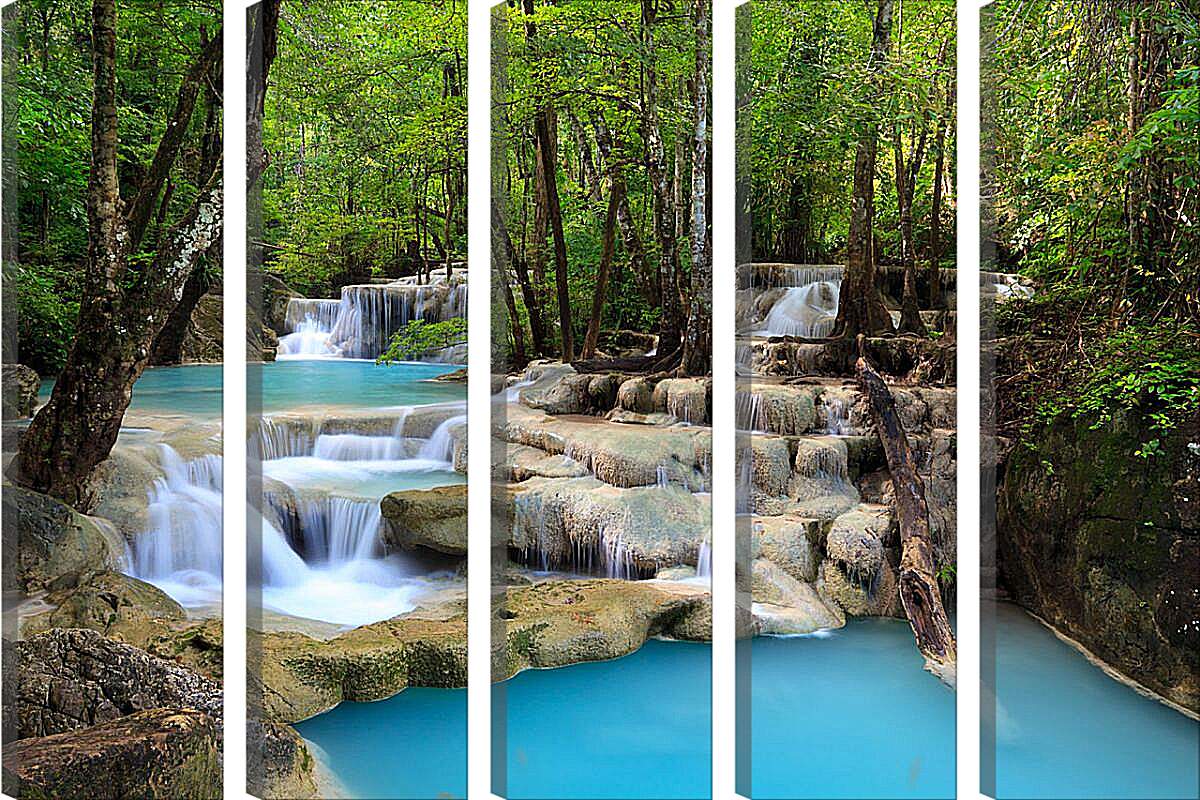 Модульная картина - Речка с небольшим водопадом