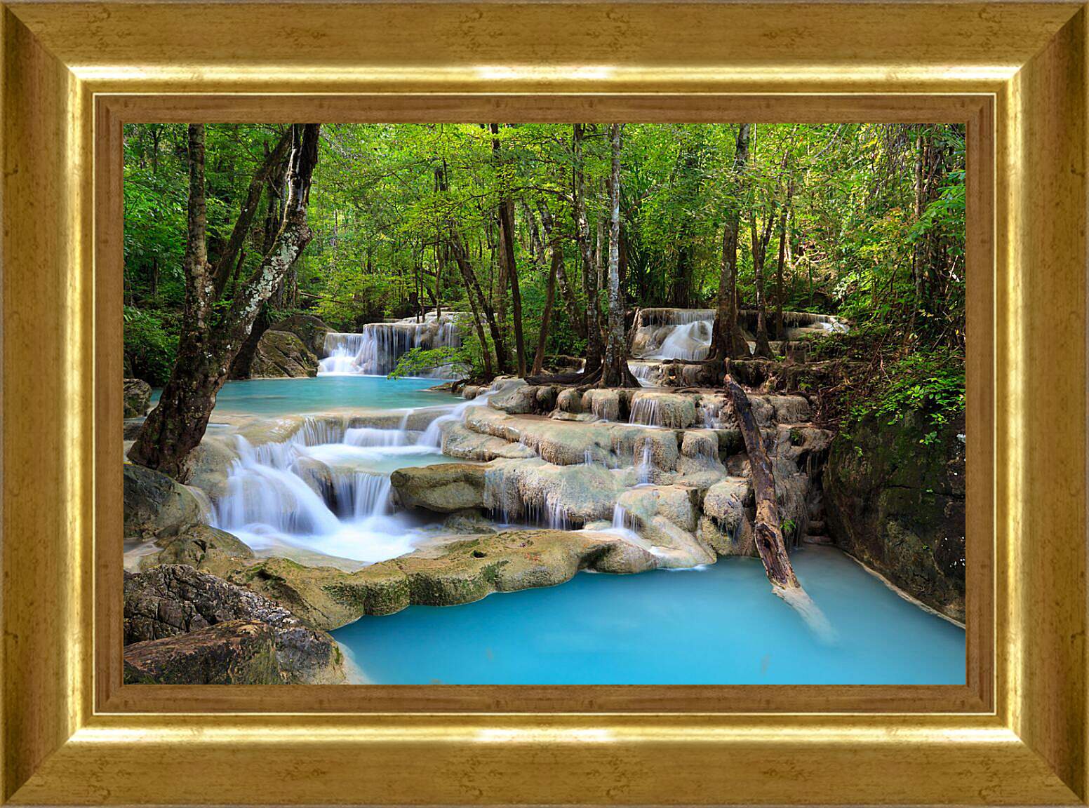 Картина в раме - Речка с небольшим водопадом
