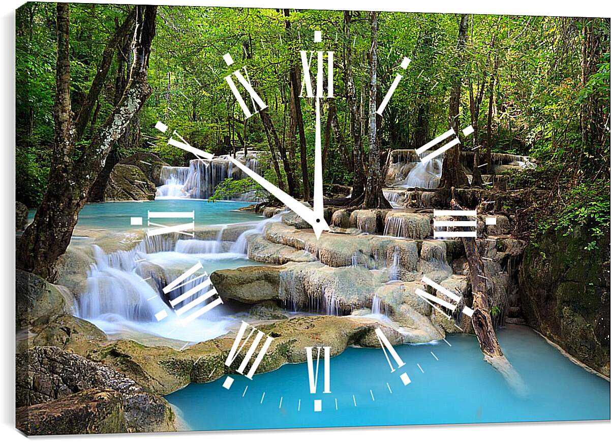 Часы картина - Речка с небольшим водопадом