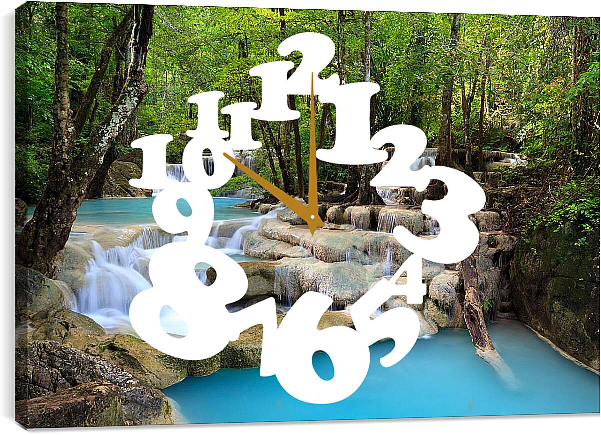 Часы картина - Речка с небольшим водопадом