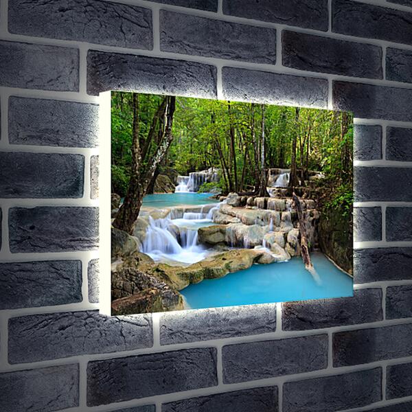 Лайтбокс световая панель - Речка с небольшим водопадом
