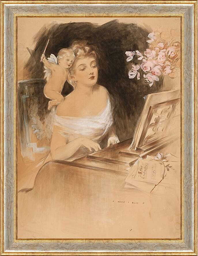 Картина в раме - Пианистка и ангел