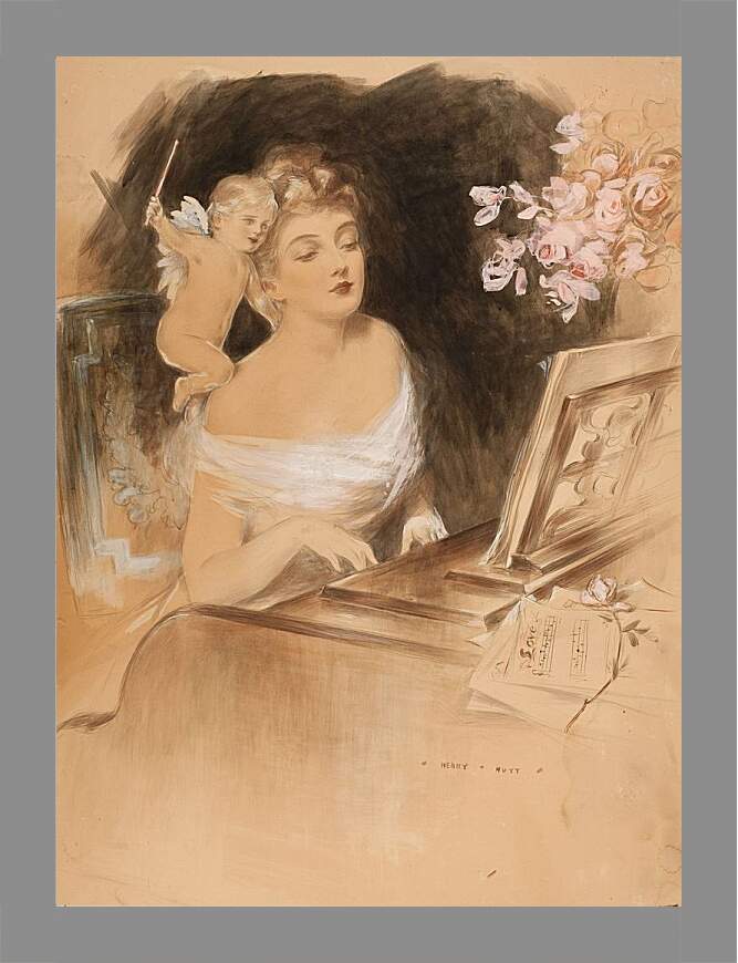 Картина в раме - Пианистка и ангел