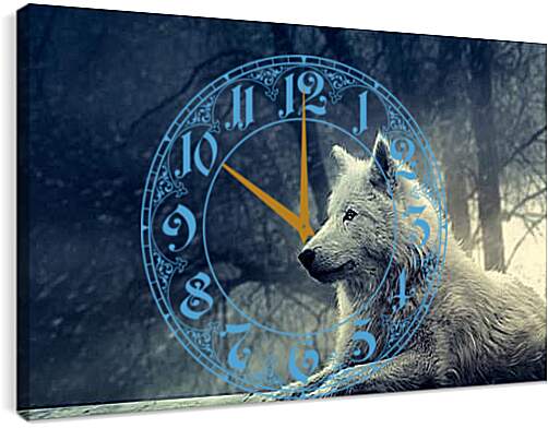 Часы картина - wolf - волк