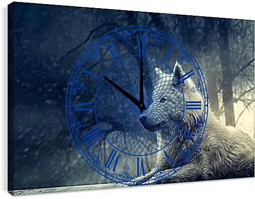 Часы картина - wolf - волк