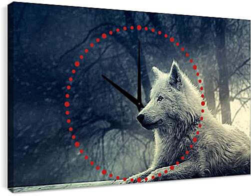 Часы картина - wolf - волк