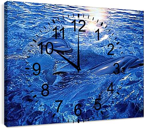 Часы картина - дельфины