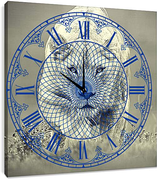 Часы картина - Львица на охоте